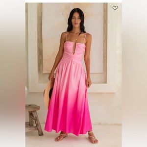 Fortunate One Caramel Latte Maxi Dress Pink